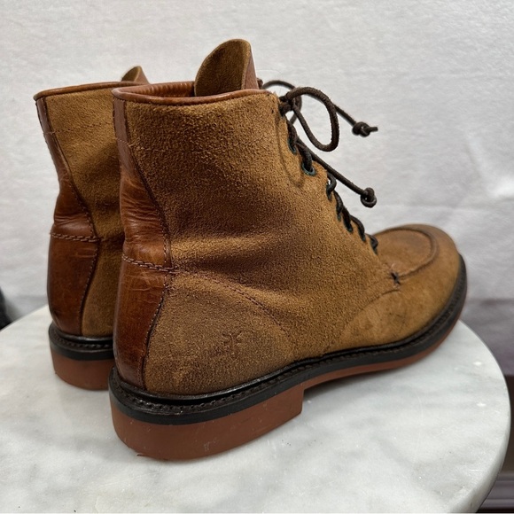 Frye Wallace brown suede lace up boot leather distressed - Picture 10 of 15